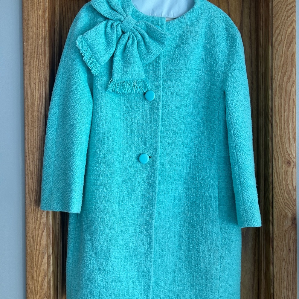 Kate Spade Turquoise Coat with Bow Detail